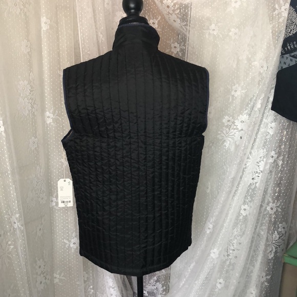 Mutual Weave Men's Quilted Vest Pirate Black Zip Front Navy Trim  -Size M - NWT - Picture 2 of 9